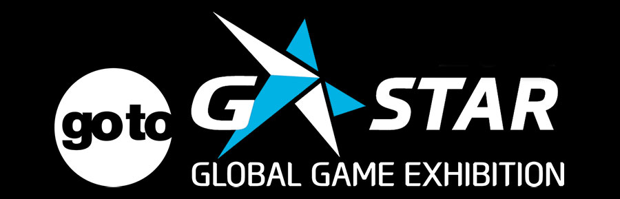 G-STAR展会现场全景图，展示热闹的展厅和众多玩家